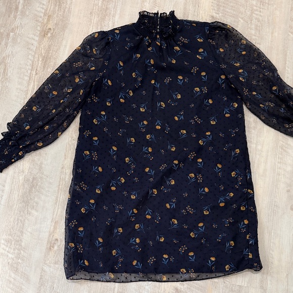Draper James Navy Floral Long Sleeve Dress - Picture 2 of 3